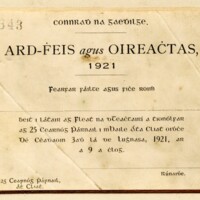 Admission Ticket to Oireachtas 1921