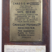 Crossley Tender Nameplate
